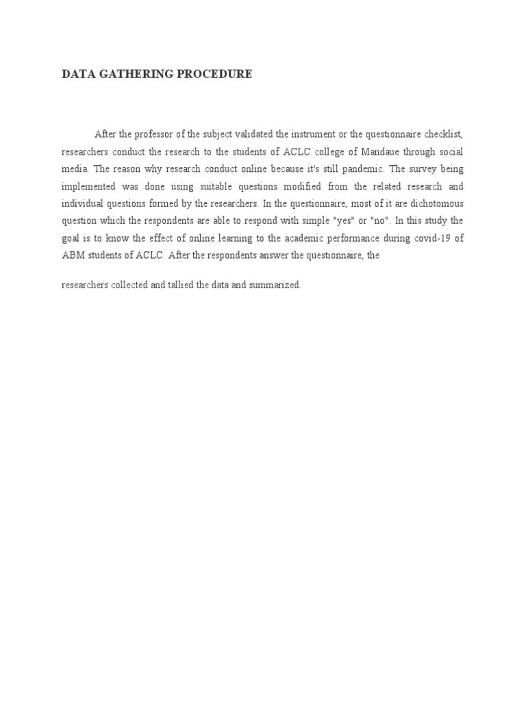 Data Gathering Procedure Example PDF