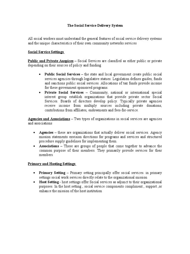 Chapter 4 The Social Service Delivery System PDF Nonprofit