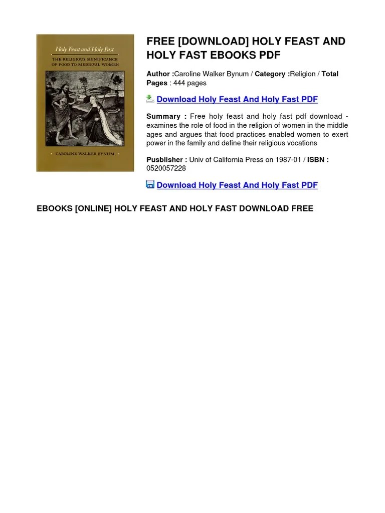 Free (Download) Holy Feast and Holy Fast Ebooks PDF PDF