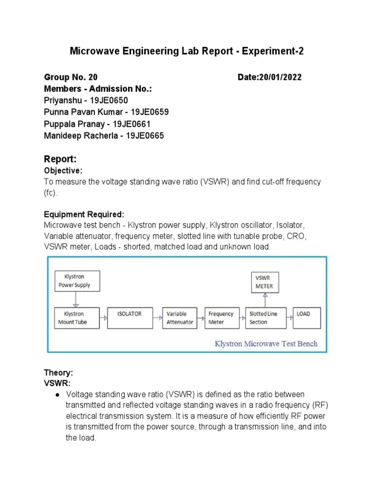 Microwave Engineering Lab Report Experiment2 PDF Metrology