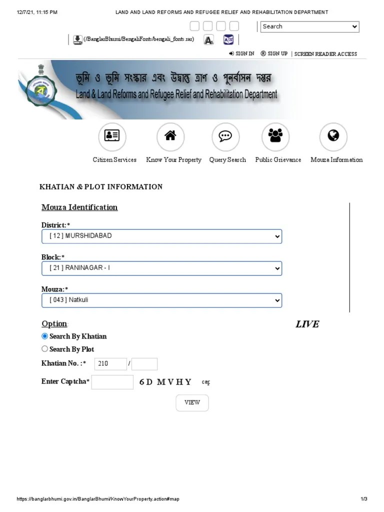 Land and Land Reforms and Refugee Relief and Rehabilitation Department