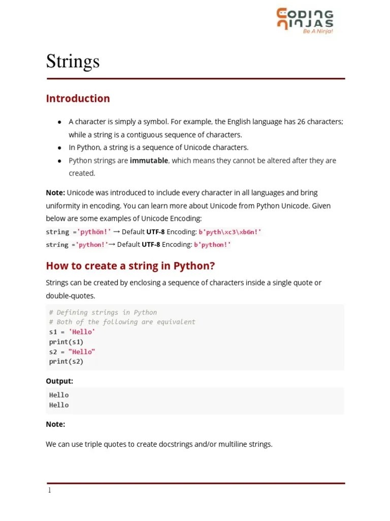 Strings Python Strings Are Immutable, Which Means They Cannot Be