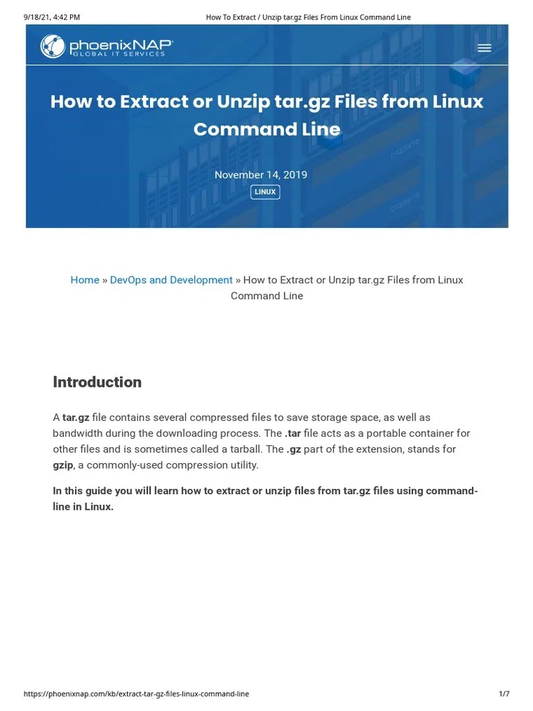 How To Extract Unzip Tar GZ Files From Linux Command Line PDF Zip (File Format