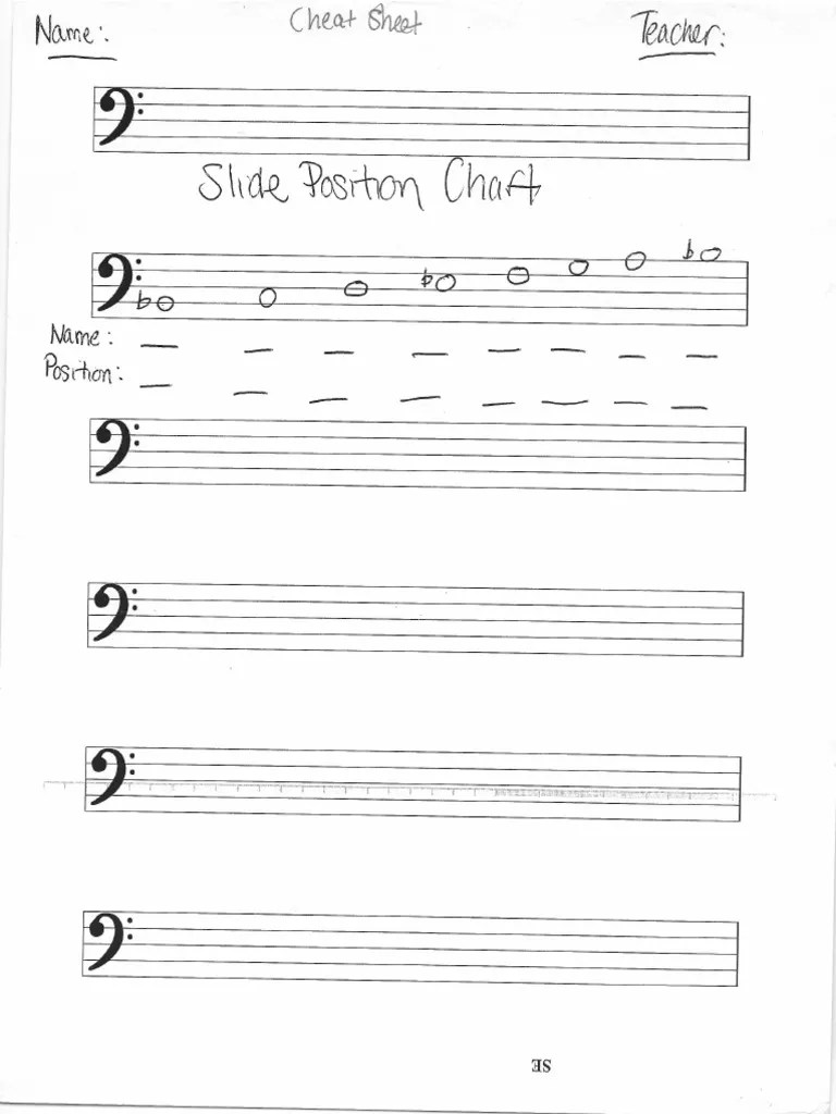 Trombone Slide Position Chart PDF