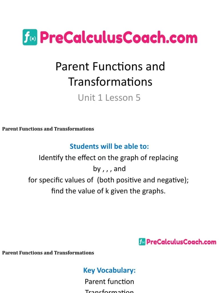 1 5 Slide Show Parent Functions and Transformations | PDF | Function