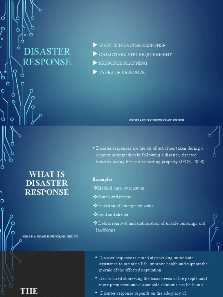 Disaster Response What Is Disaster Response Objectives and Requirement