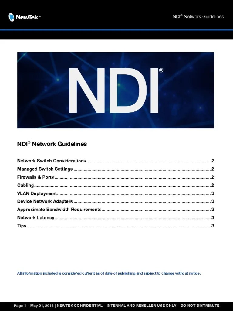 NDI Network Guidelines Se 21 May 2018 PDF Computer Network