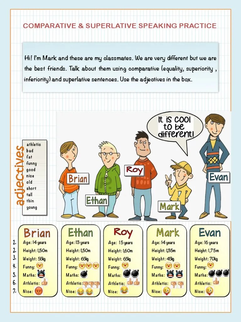 Comparative Superlative Speaking Practice PDF