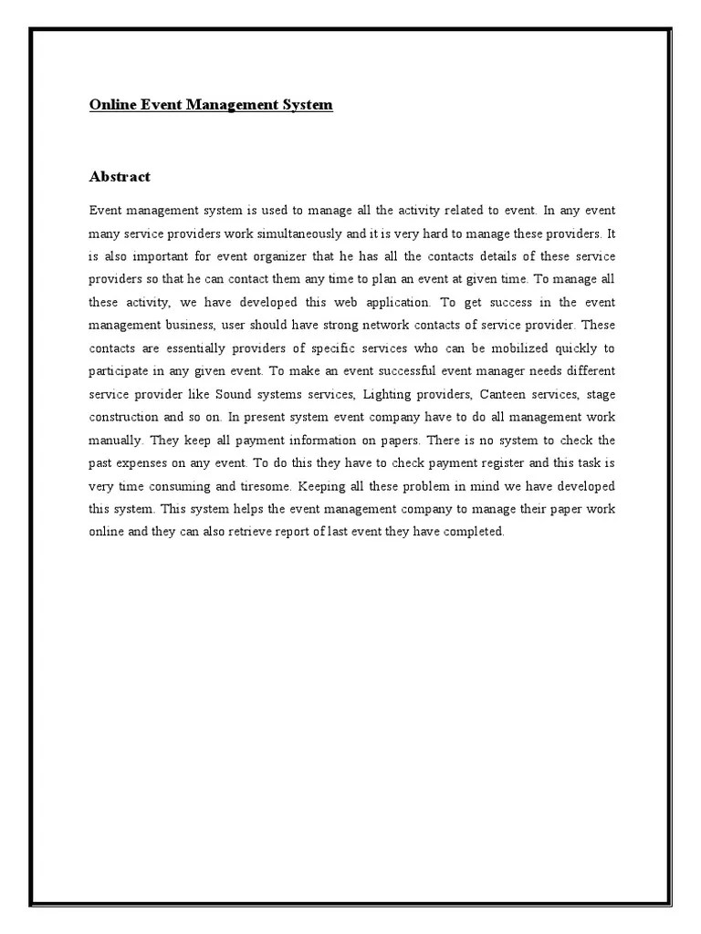 Online Event Management System PDF Databases Feasibility Study