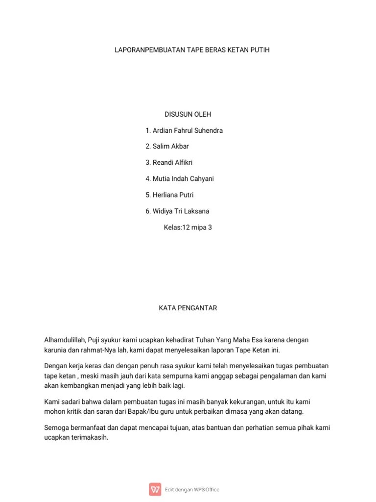 Laporan Pembuatan Tape Ketan PDF