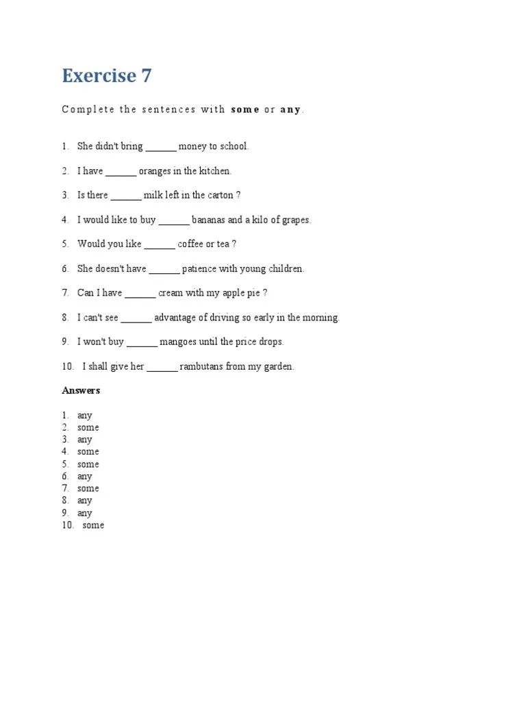 Determiner Exercise PDF