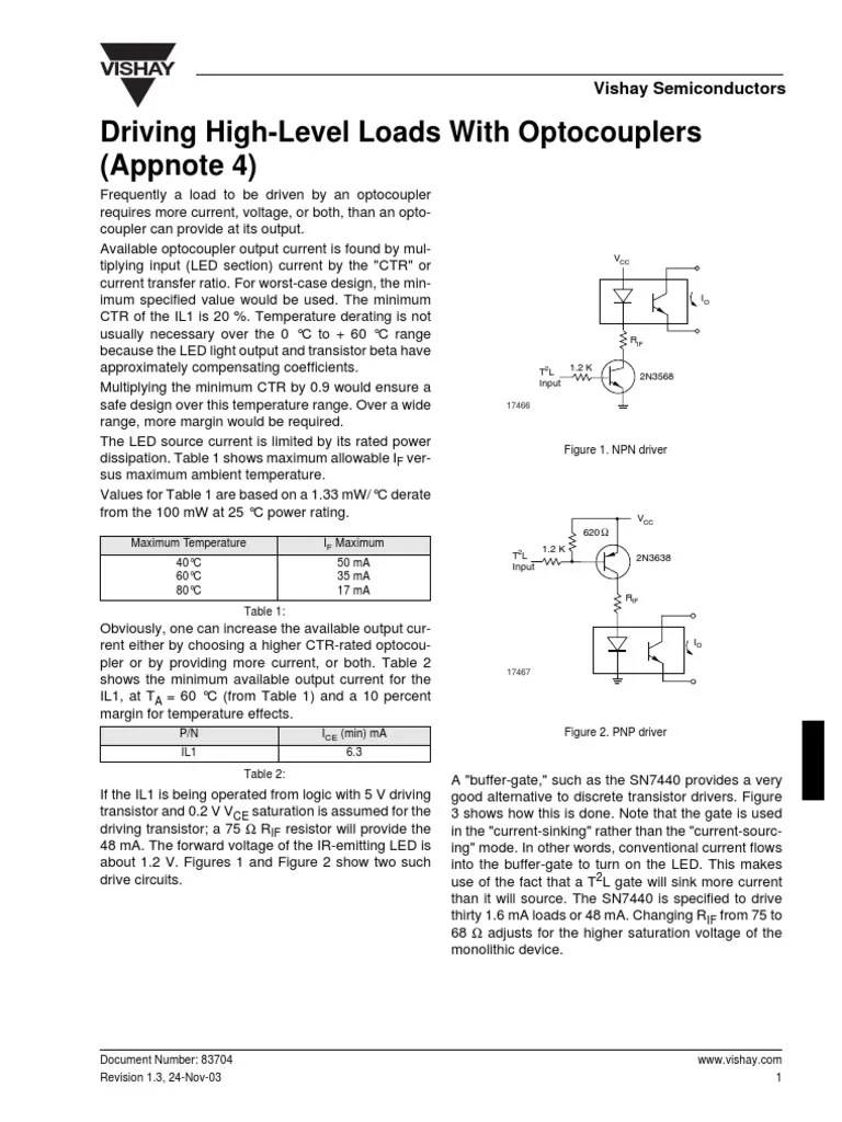 Opto Coupler Application Note PDF Bipolar Junction Transistor