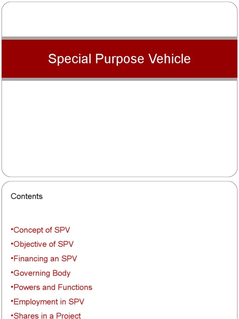 Special Purpose Vehicle
