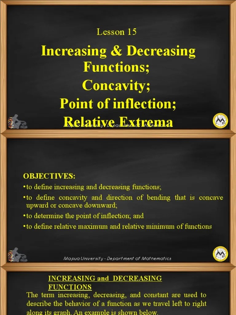 Lesson 15Increasing & Decreasing Functions Concavity Point of