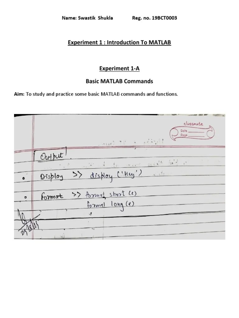 MATLAB Questions and Answers - 1 | PDF | Mathematics | Abstract Algebra