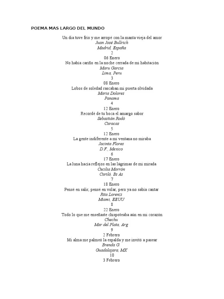 Poema Mas Largo Del Mundo PerÃº Naturaleza