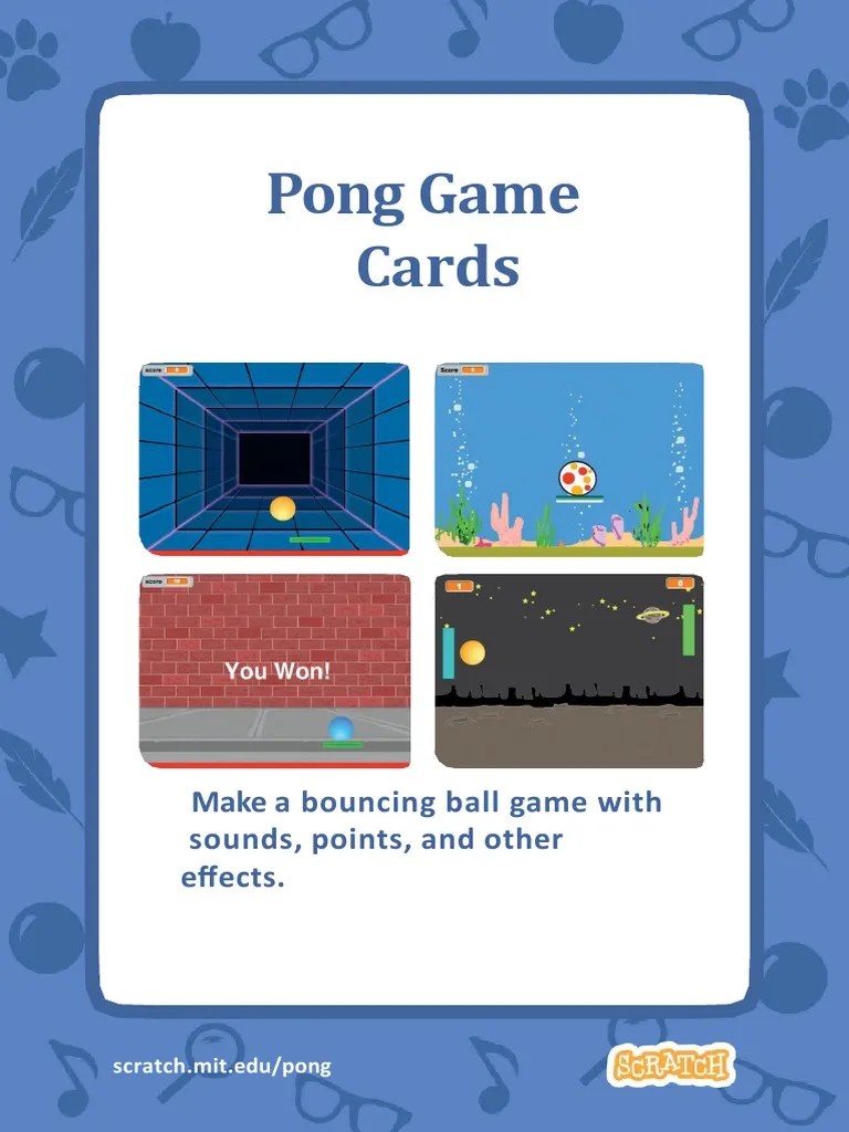 Pong Game Cards Make A Bouncing Ball Game With Sounds, Points, and