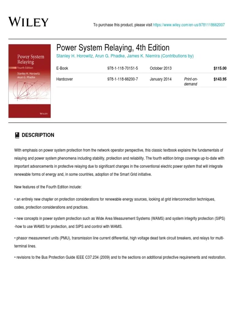 Wiley Power System Relaying, 4th Edition 978!1!118662007 PDF