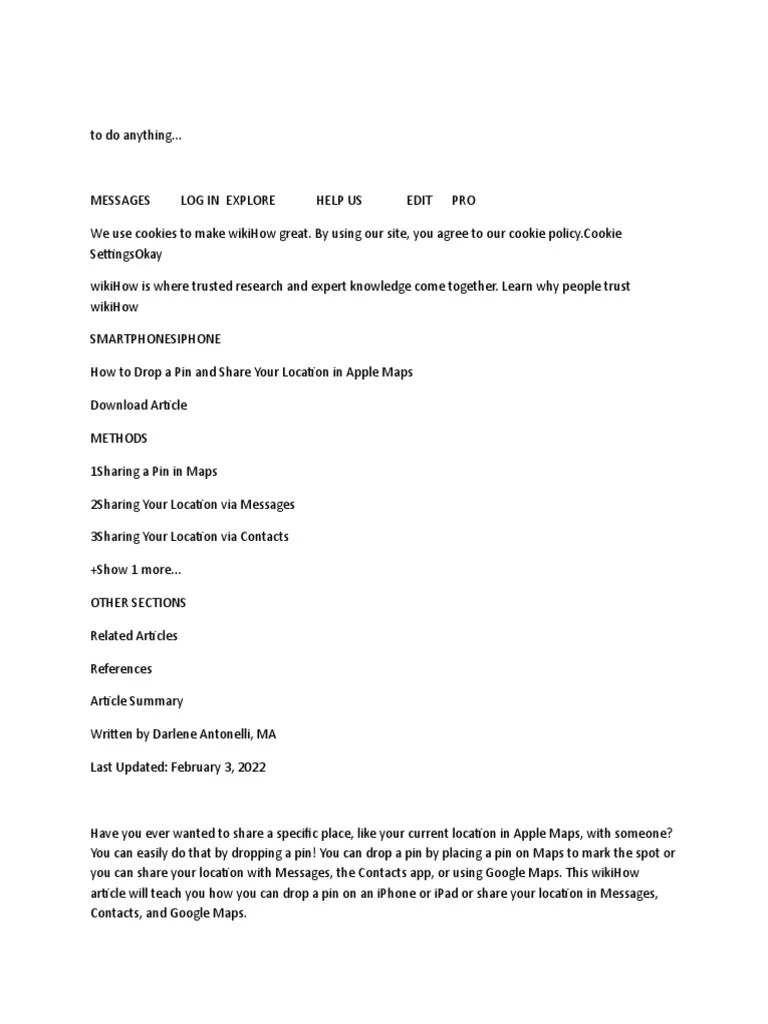 How To Drop A Pin and Share Your Location in Apple Maps PDF I Phone Ios