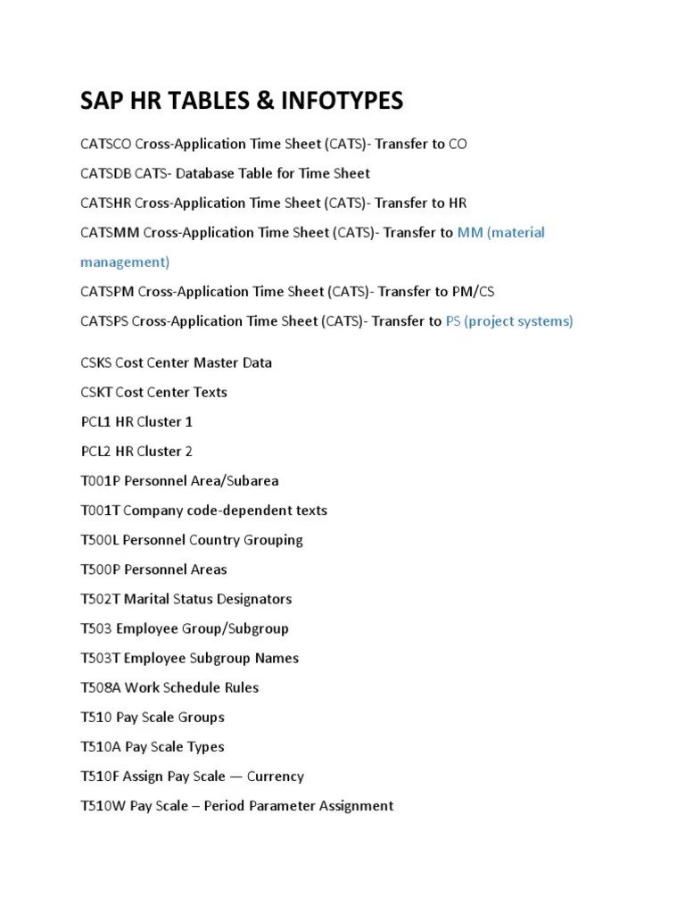 Sap HR Tables & Infotypes MM (Material Management) PDF Pension