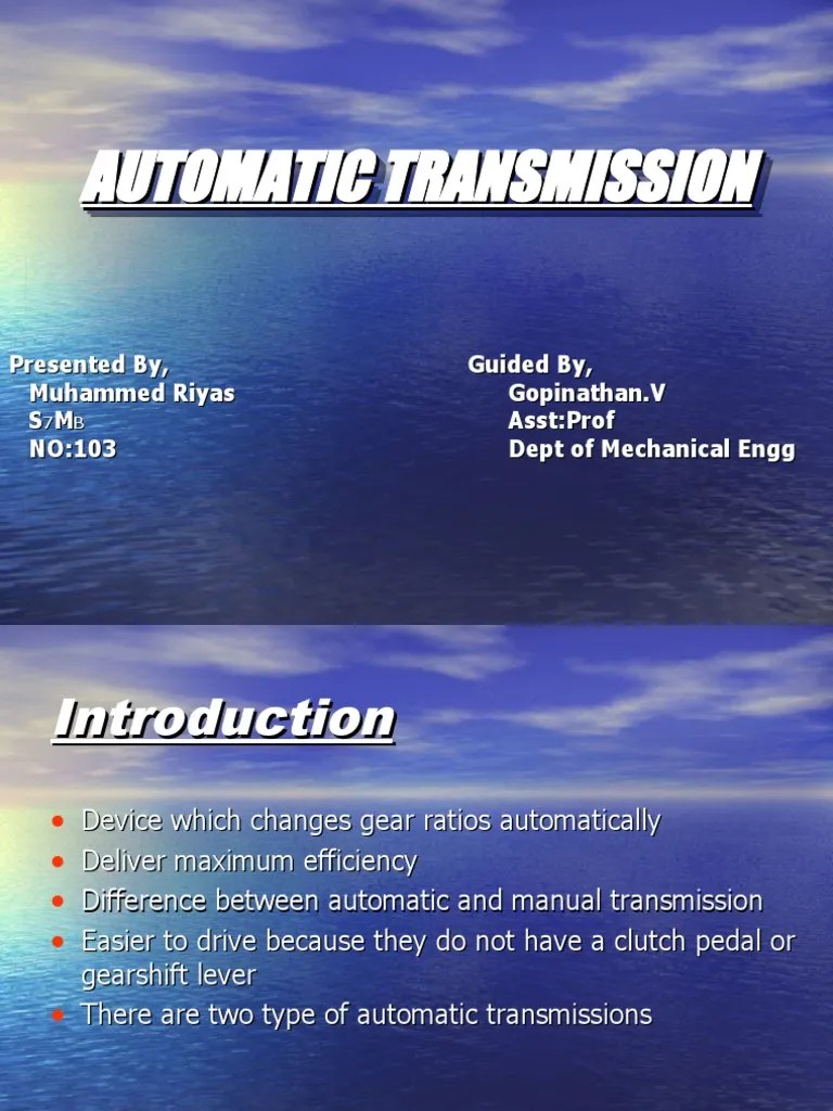 Automatic Transmission Automatic Transmission PDF Transmission