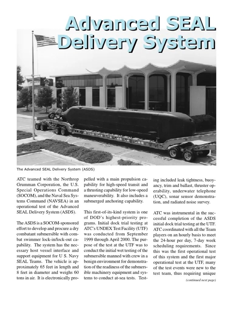 ASDS (Advanced SEAL Deliver System) Naval Warfare Military Of The United States Free 30