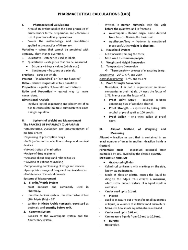 Pharmaceutical Calculations | PDF | Medical Prescription | Pharmacy