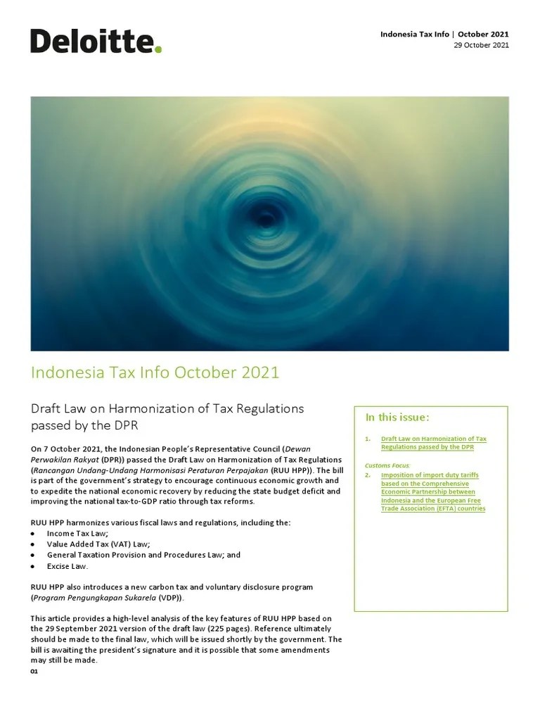Deloitte Newsletter On Harmonisation of Tax Regulations PDF Taxes Carbon Tax