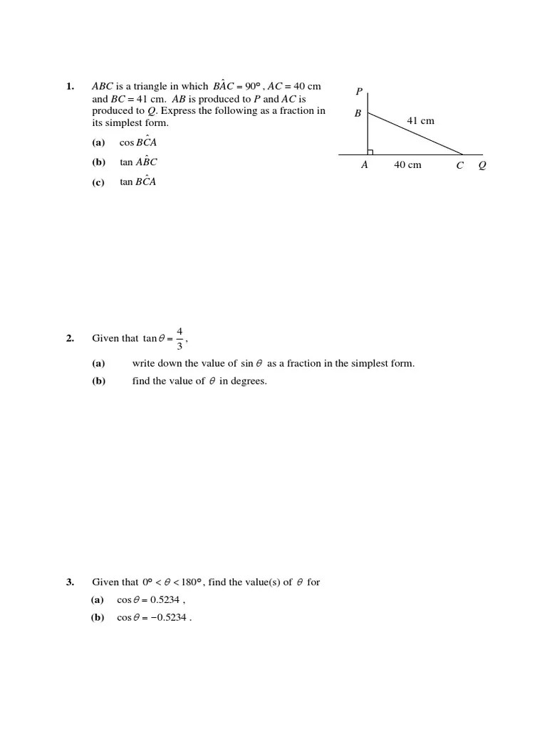 Sohcahtoa Worksheet 1 | PDF | Trigonometric Functions | Area