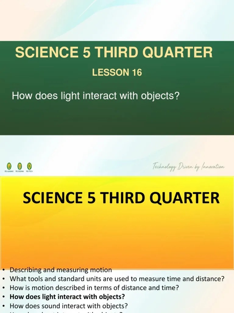 Science 5 Third Quarter How Does Light Interact With Objects? PDF