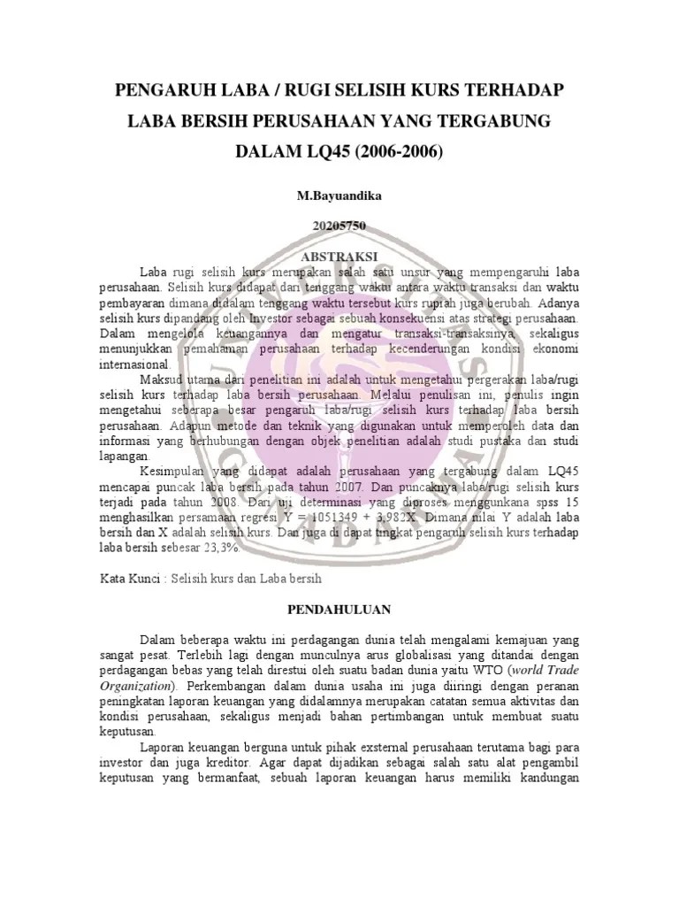 Laba Rugi Perusahaan Diperoleh Dari Hasil Selisih Seputar Usaha