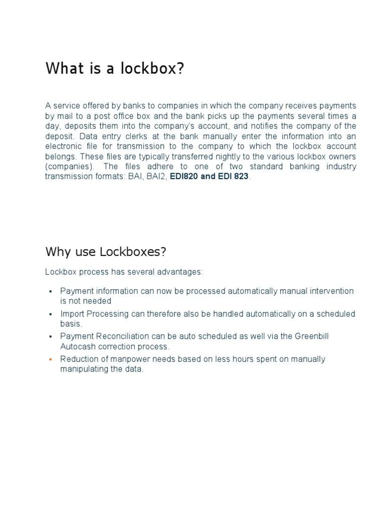 What Is A Lockbox EDI Payment PDF Electronic Data Interchange