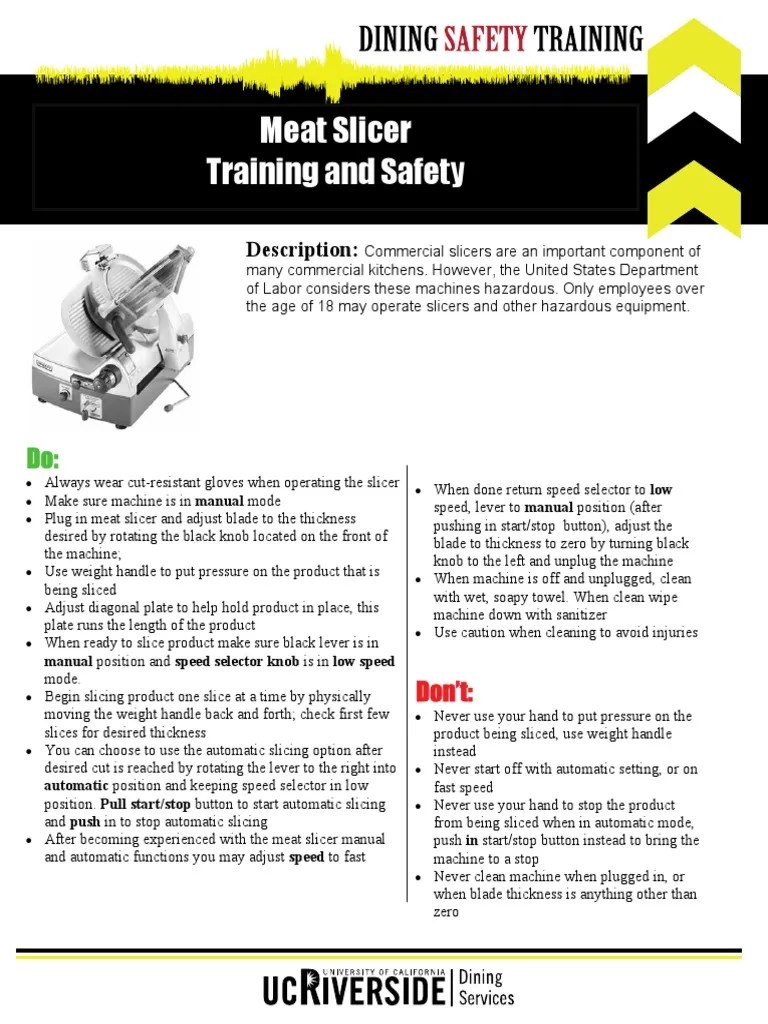Meat Slicer Safety PDF Mechanical Engineering Equipment