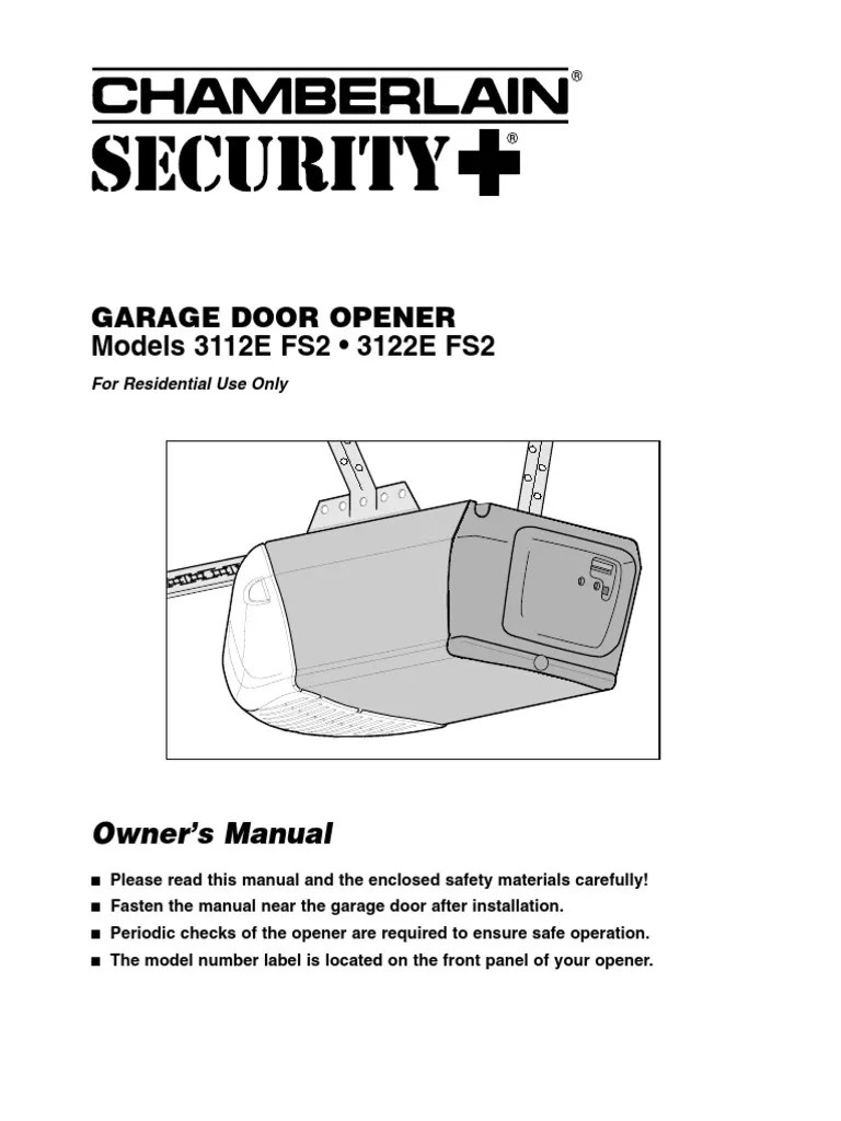 Chamberlain 3112e Fs2 Owners Manual 119451 2 | PDF | Screw | Nut (Hardware)