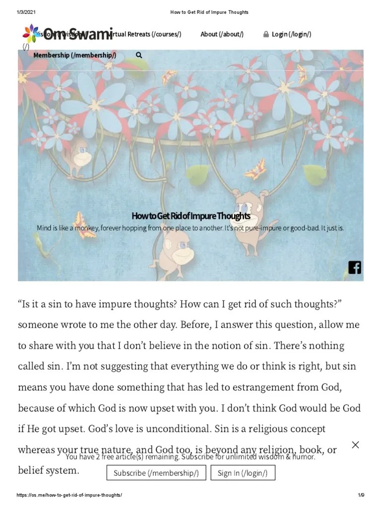 How To Get Rid of Impure Thoughts PDF Thought Sin
