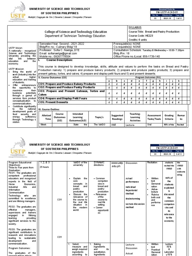 Bread Pastry Syllabus 2020 2 PDF Cakes Baking