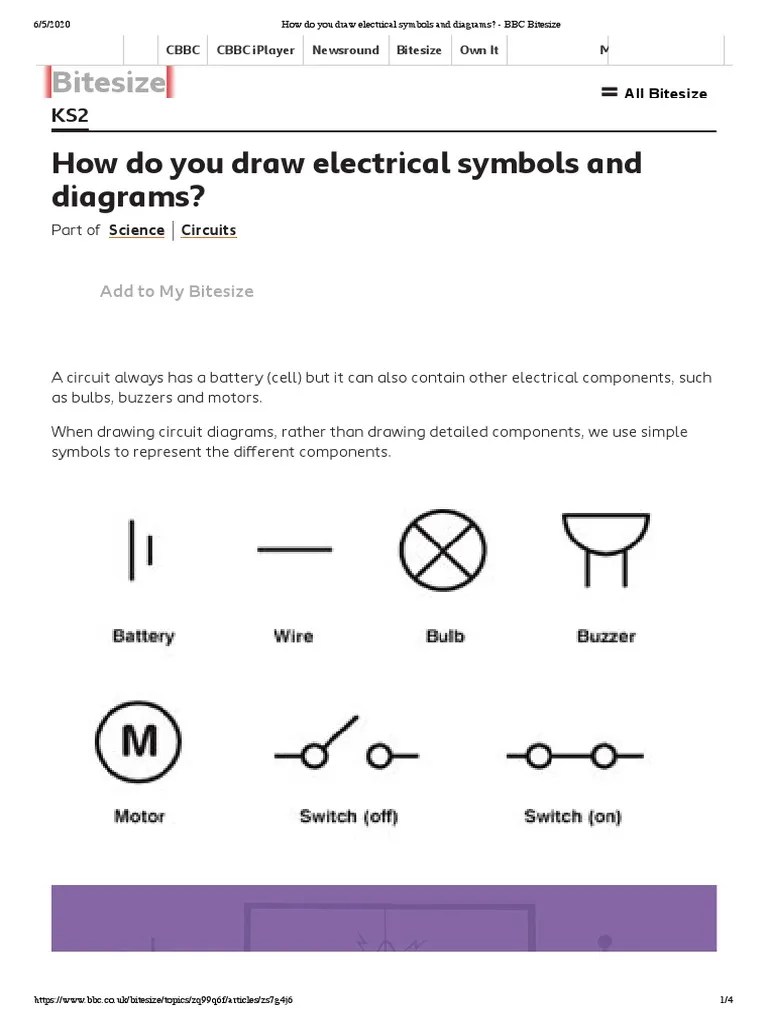 How Do You Draw Electrical Symbols and Diagrams BBC Bitesize PDF