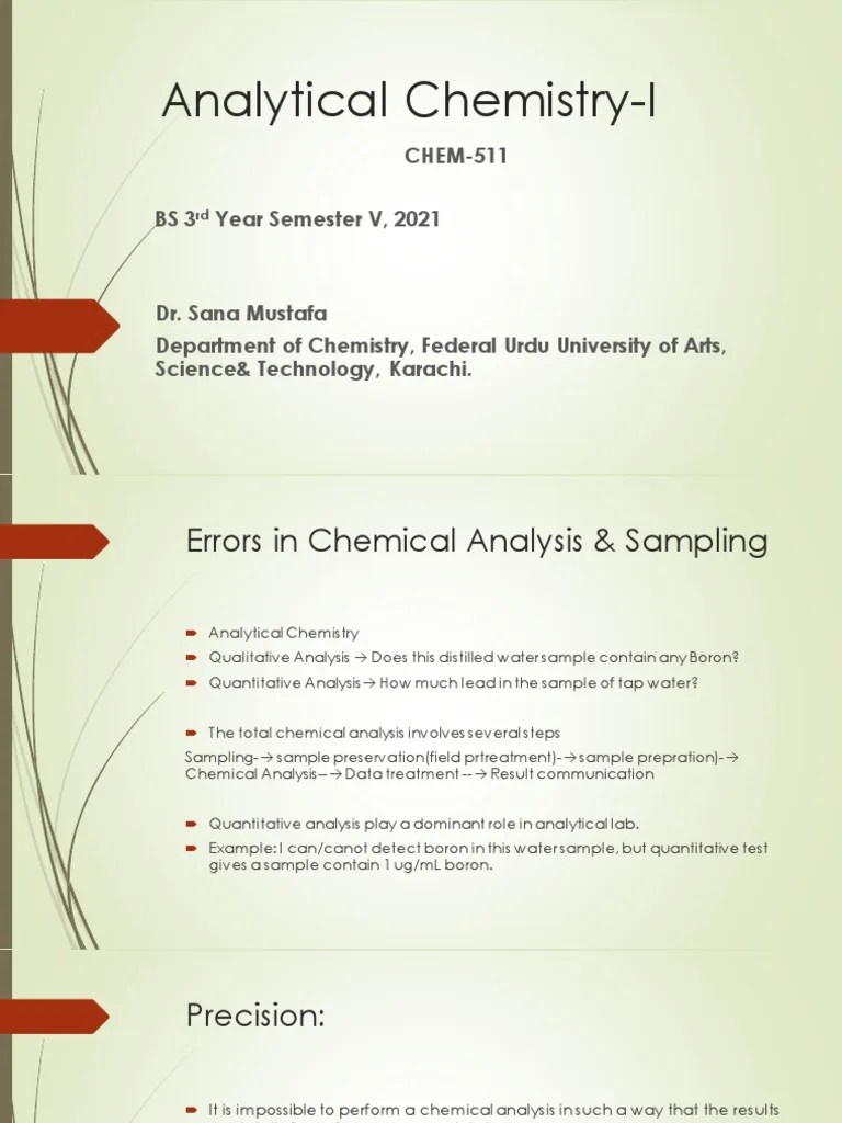 Errors in Chemical Analysis PDF Analytical Chemistry Accuracy And