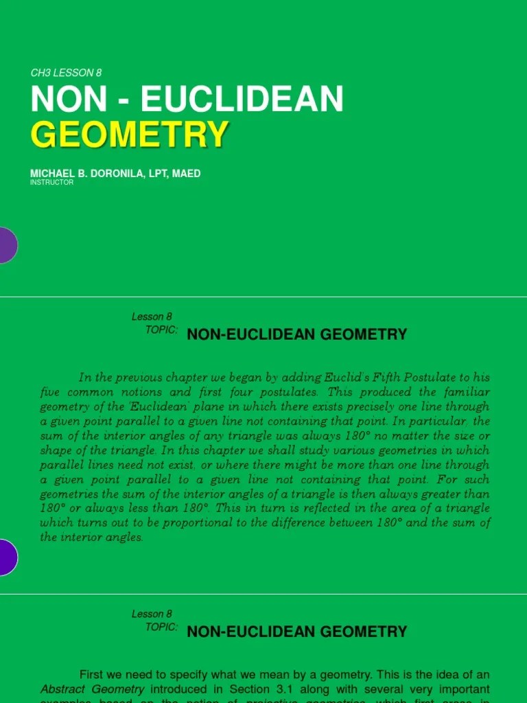 L8 NonEuclidean Geometry PDF Line (Geometry) Geometry