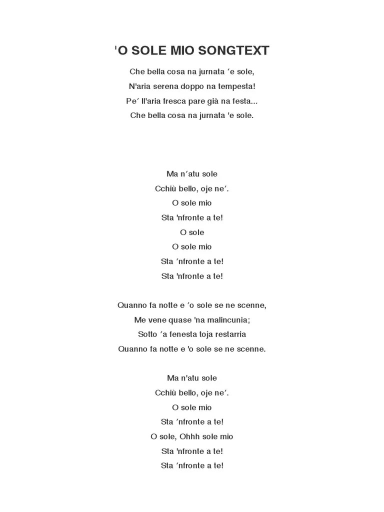 O Sole Mio PDF