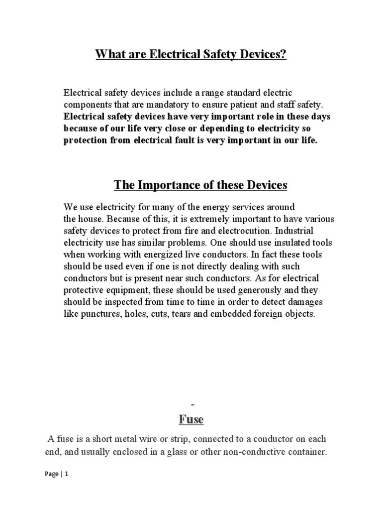 What Are Electrical Safety Devices PDF