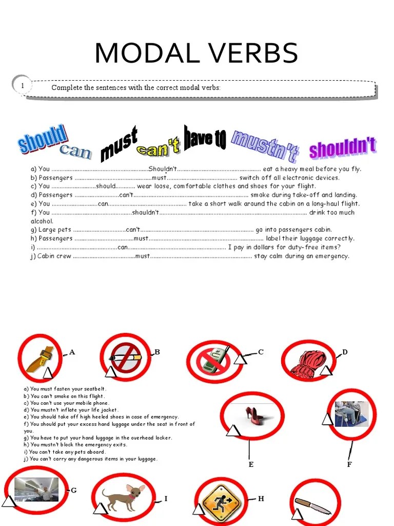 Modal Verbs Complete The Sentences With The Correct Modal Verbs 1