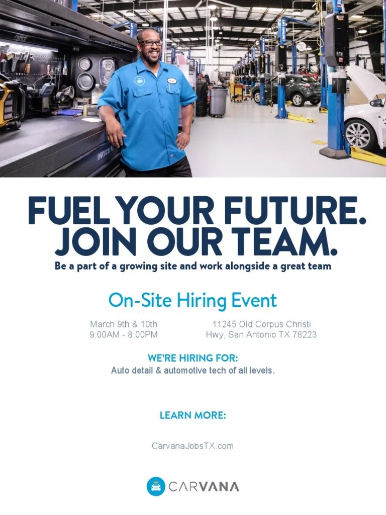 Carvana Hiring Event Flyer SanAntonio PDF