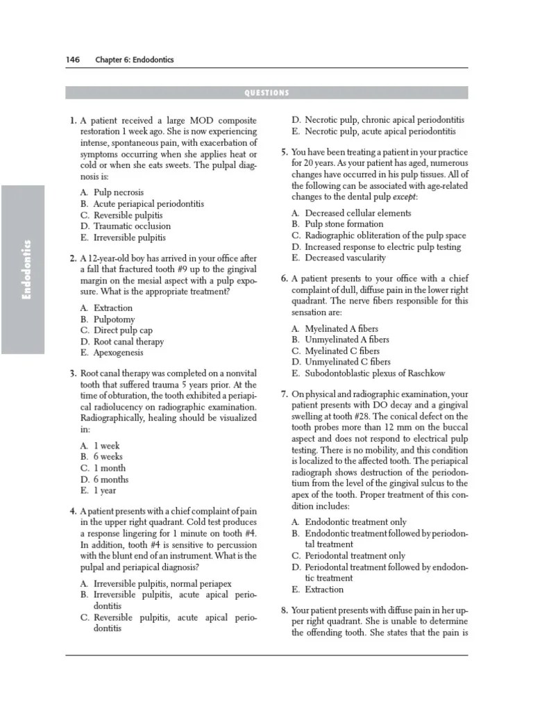 Endo Set 2 Questions PDF Mouth Clinical Medicine