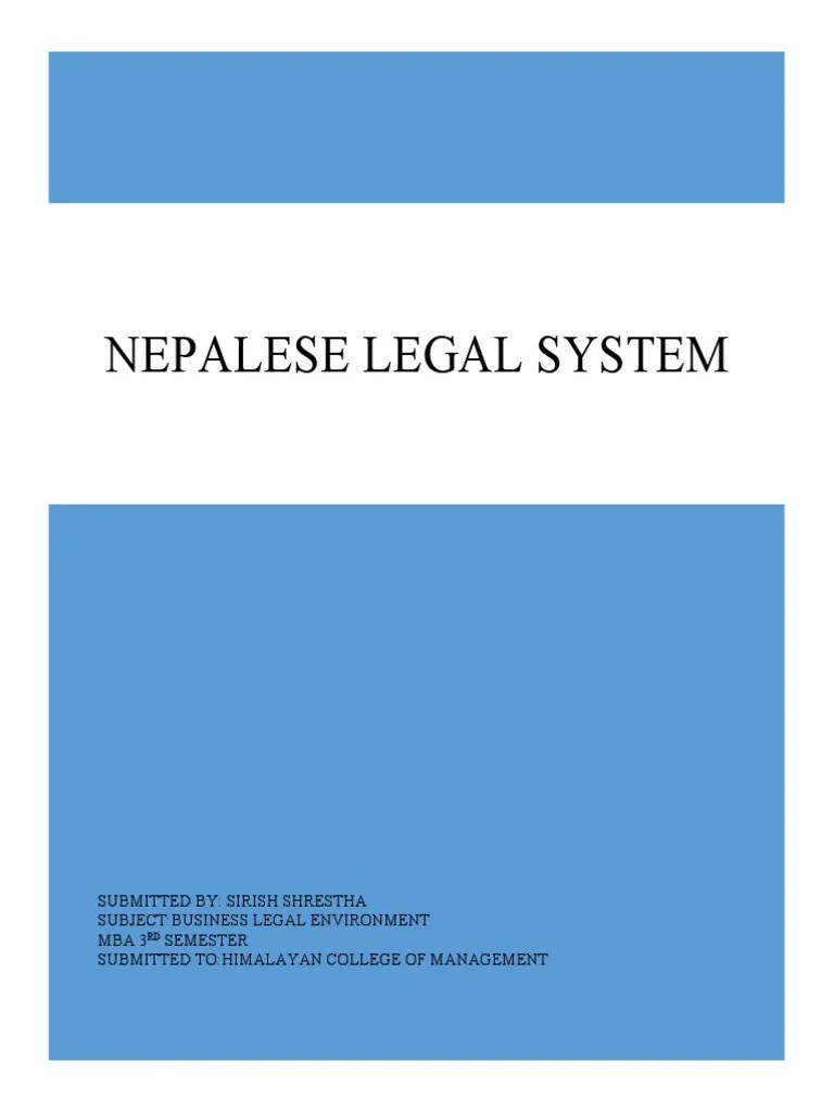 Different Aspects of Nepalese Legal System PDF United States