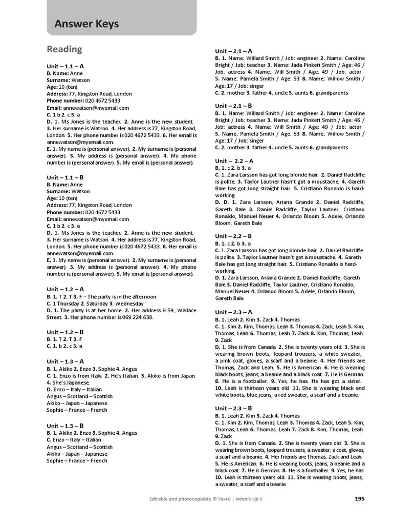 Skills and Language Worksheets - Answer Keys | PDF