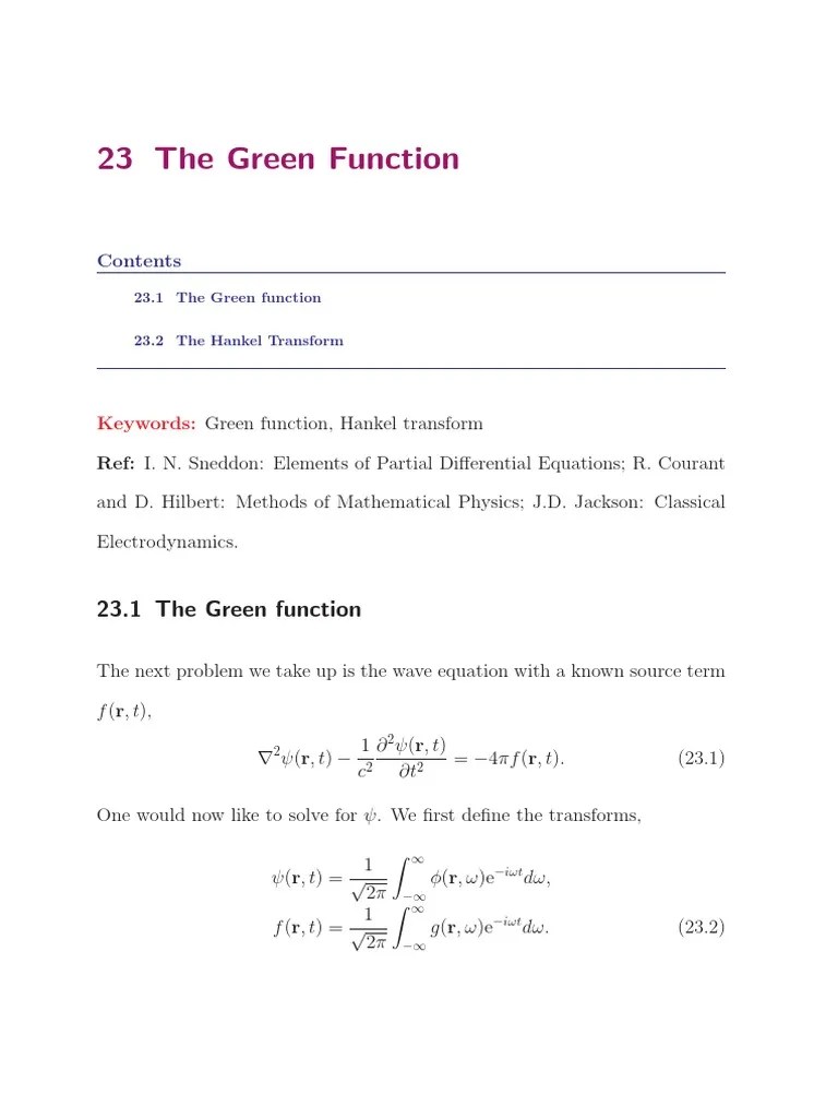 Greens Function PDF Green's Function Differential Equations