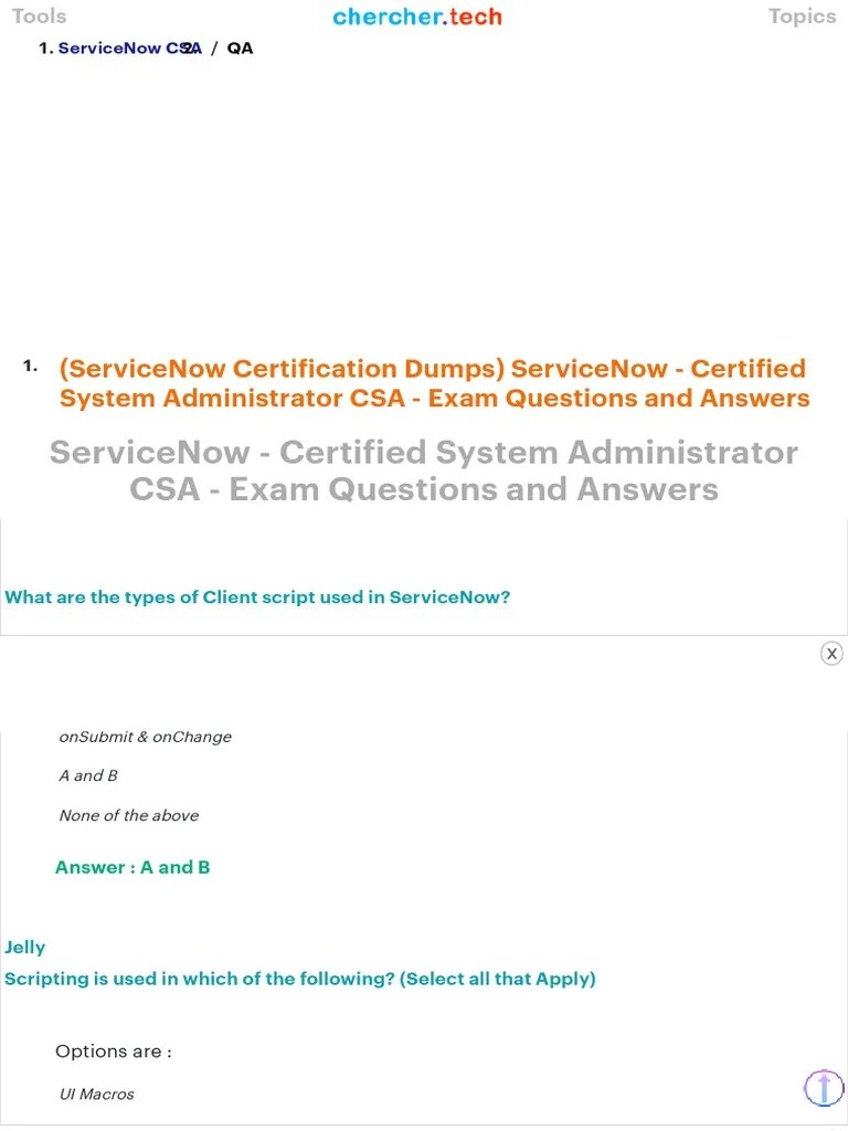 ServiceNow Certified System Administrator CSA Exam Questions and