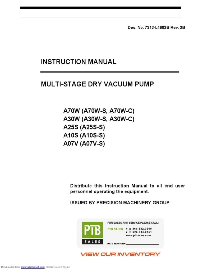 Ebara Dry Vacuum Pump O&M Manual PDF Pump Vacuum