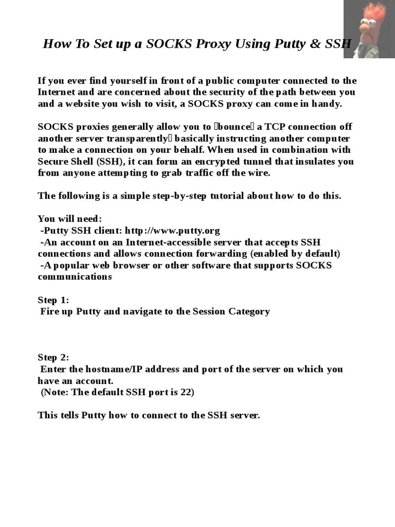How To Set Up A SOCKS Proxy Using Putty & SSH PDF Proxy Server